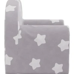 Niños vidaXL Mobiliario Para Bebés Y Niños Pequeños-Sofá cama de niños felpa suave gris claro con estrellas