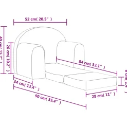 Niños vidaXL Mobiliario Para Bebés Y Niños Pequeños-Sofá cama de niños felpa suave gris claro con estrellas