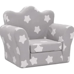 Niños vidaXL Mobiliario Para Bebés Y Niños Pequeños-Sofá cama de niños felpa suave gris claro con estrellas