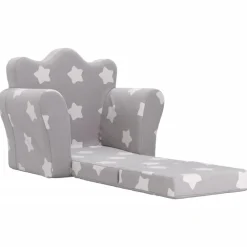 Niños vidaXL Mobiliario Para Bebés Y Niños Pequeños-Sofá cama de niños felpa suave gris claro con estrellas