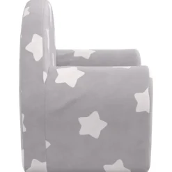 vidaXL Sofá cama de niños felpa suave gris claro con estrellas Gris claro y blanco Hot