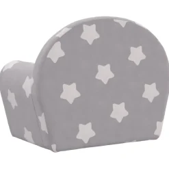 vidaXL Sofá cama de niños felpa suave gris claro con estrellas Gris claro y blanco Hot