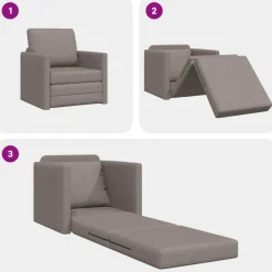 vidaXL Sofás-Sofá cama de suelo 2 en 1 tela gris Taupe 112x174x55 cm