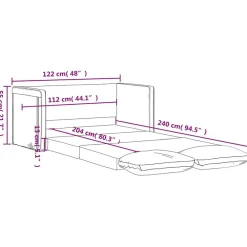 vidaXL Sofá cama de suelo 2 en 1 terciopelo 122x204x55 cm Gris claro