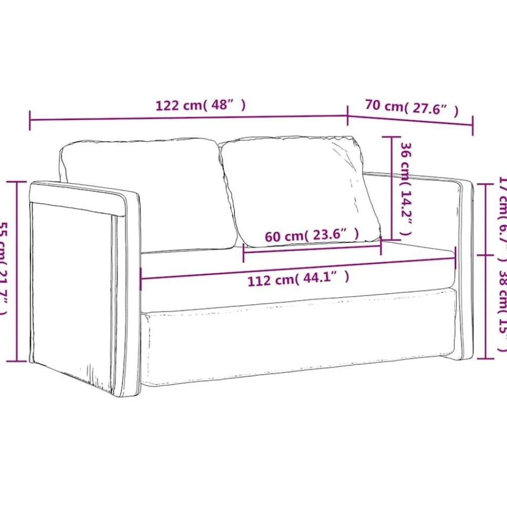 vidaXL Sofás-Sofá cama de suelo 2 en 1 terciopelo 122x204x55 cm