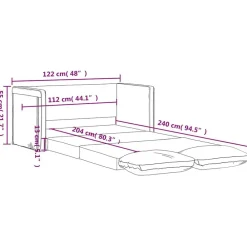 vidaXL Sofás-Sofá cama de suelo 2 en 1 terciopelo 122x204x55 cm