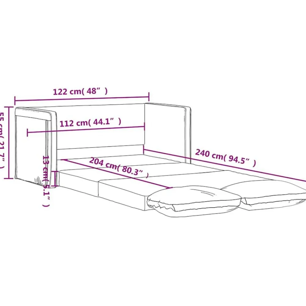 vidaXL Sofás-Sofá cama de suelo 2 en 1 terciopelo 122x204x55 cm