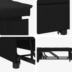 vidaXL Sofá cama desplegable 194 x 50 x 82 cm tela Negro