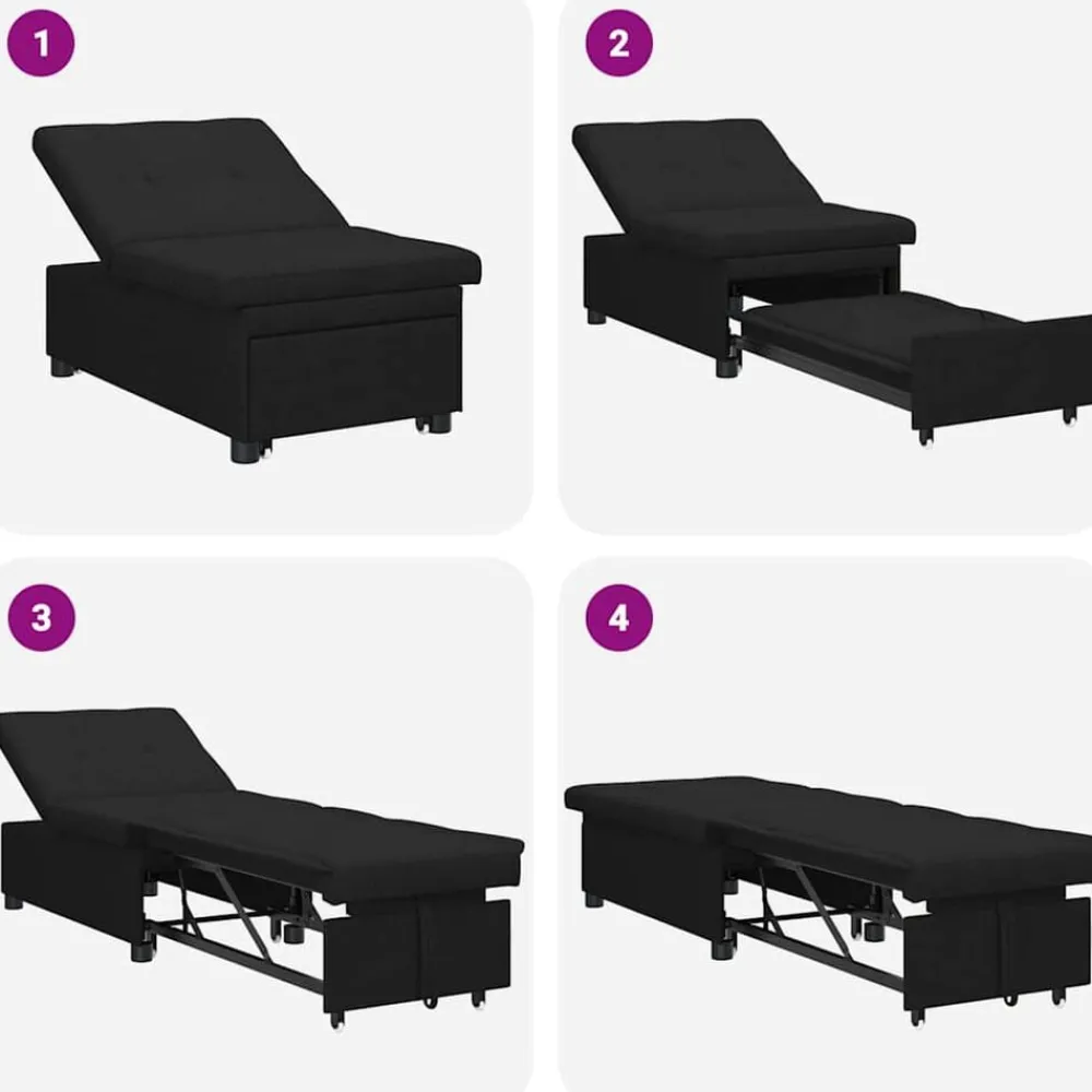 vidaXL Sofá cama desplegable 194 x 50 x 82 cm tela Negro