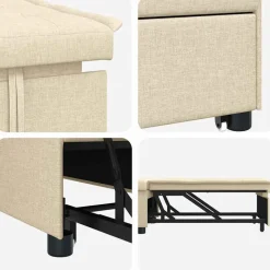 vidaXL Sofá cama desplegable 194 x 50 x 82 cm tela Crema Hot