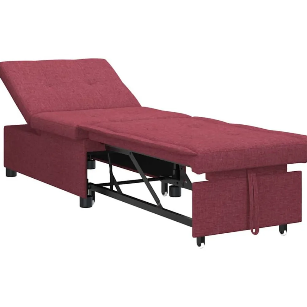 vidaXL Sofás-Sofá cama desplegable Rojo vino 194 x 50 x 82 cm tela