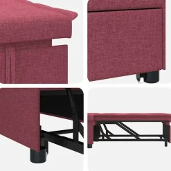 vidaXL Sofás-Sofá cama desplegable Rojo vino 194 x 50 x 82 cm tela