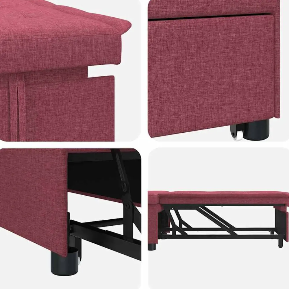 vidaXL Sofás-Sofá cama desplegable Rojo vino 194 x 50 x 82 cm tela
