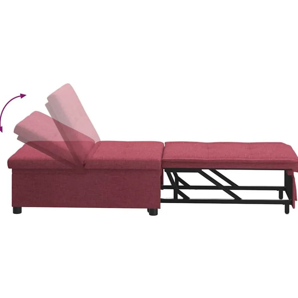 vidaXL Sofás-Sofá cama desplegable Rojo vino 194 x 50 x 82 cm tela