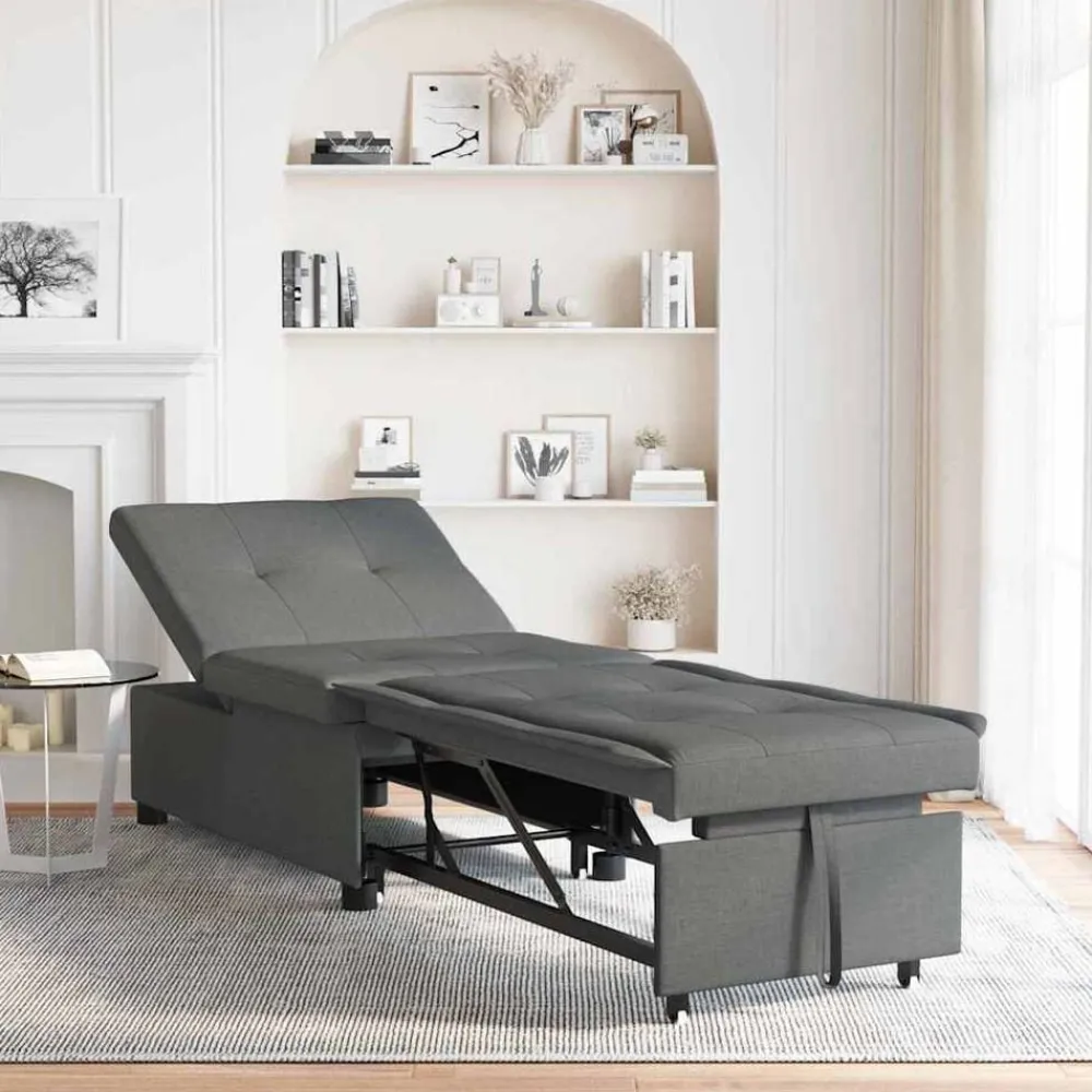 vidaXL Sofá cama desplegable 194 x 50 x 82 cm tela Gris oscuro Sale