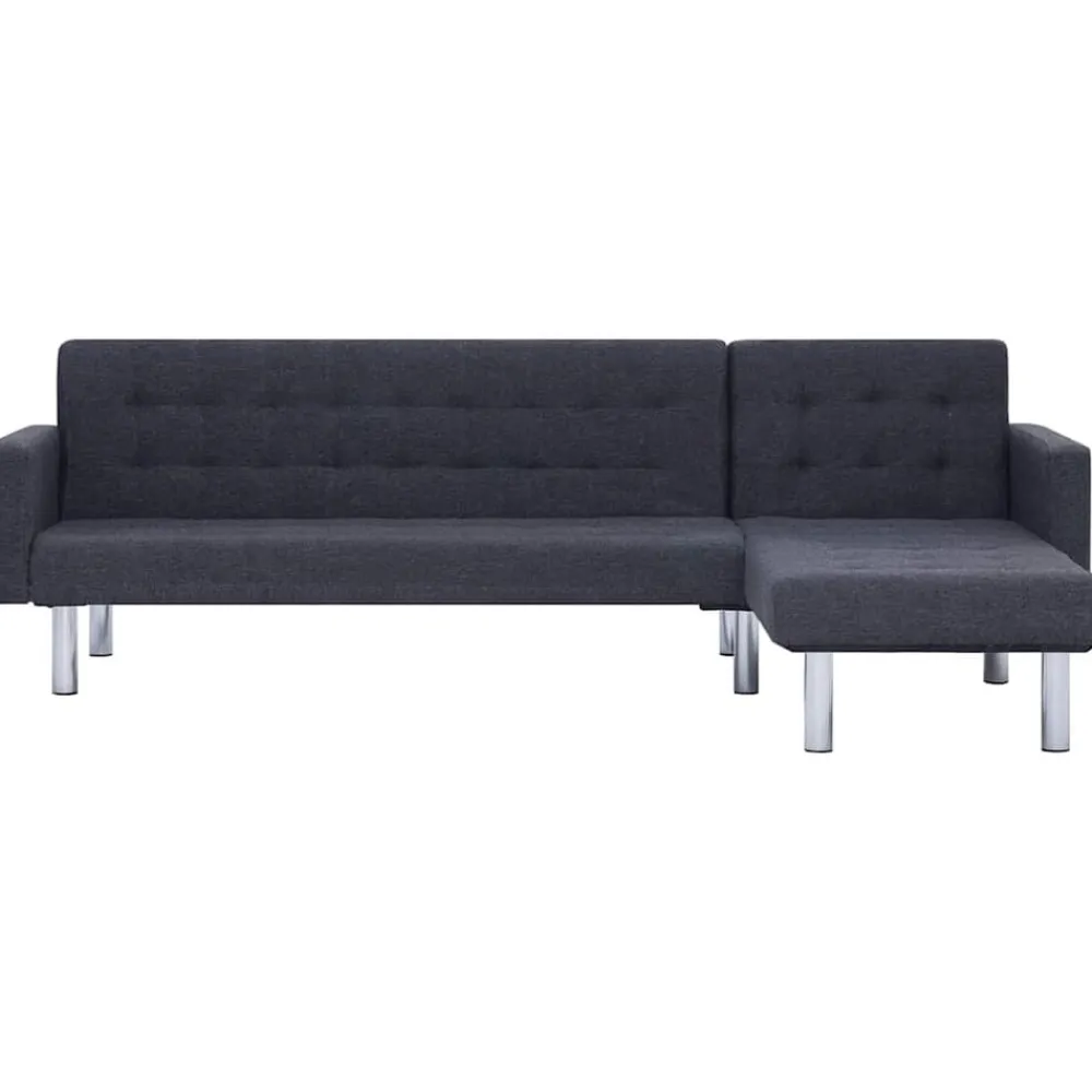 vidaXL Sofás-Sofá cama en forma de L oscuro Poliéster