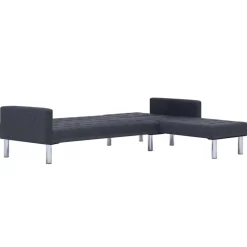 vidaXL Sofás-Sofá cama en forma de L oscuro Poliéster