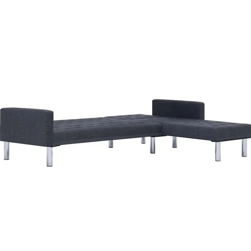 vidaXL Sofás-Sofá cama en forma de L oscuro Poliéster