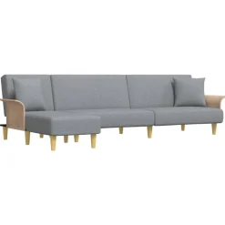 vidaXL Sofá cama en forma de L tela 279x140x70 cm Gris claro