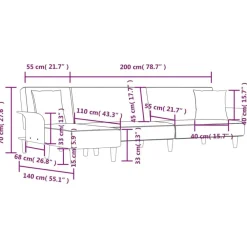 vidaXL Sofá cama en forma de L tela 279x140x70 cm Gris claro
