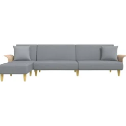 vidaXL Sofá cama en forma de L tela 279x140x70 cm Gris claro