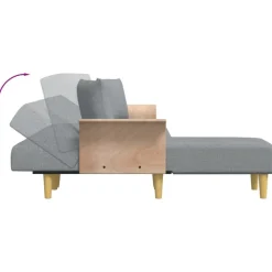 vidaXL Sofá cama en forma de L tela 279x140x70 cm Gris claro