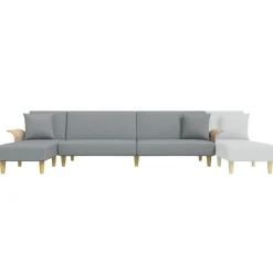 vidaXL Sofá cama en forma de L tela 279x140x70 cm Gris claro