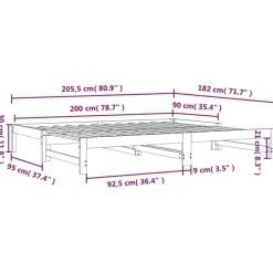vidaXL Sofá cama extraíble madera maciza de pino 2x(90x200) cm Natural Best
