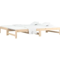 vidaXL Sofá cama extraíble madera maciza de pino 2x(90x200) cm Natural Best