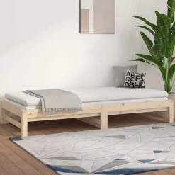 vidaXL Sofá cama extraíble madera maciza de pino 2x(90x200) cm Natural Best