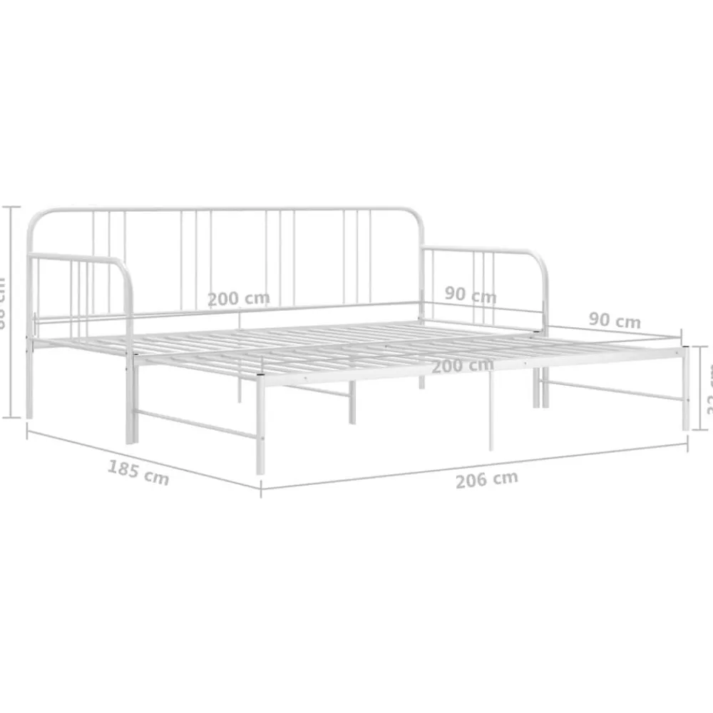 vidaXL Sofá cama extraíble sin colchón metal 90x200cm Blanco