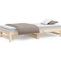 vidaXL Sofá cama extraíble madera maciza de pino 2x(90x200) cm Natural Clearance