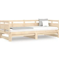 vidaXL Sofá cama extraíble madera maciza de pino 2x(90x200) cm Natural