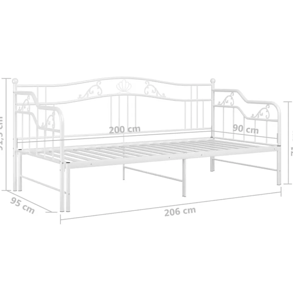 vidaXL Sofá cama extraíble sin colchón metal 90x200cm Blanco