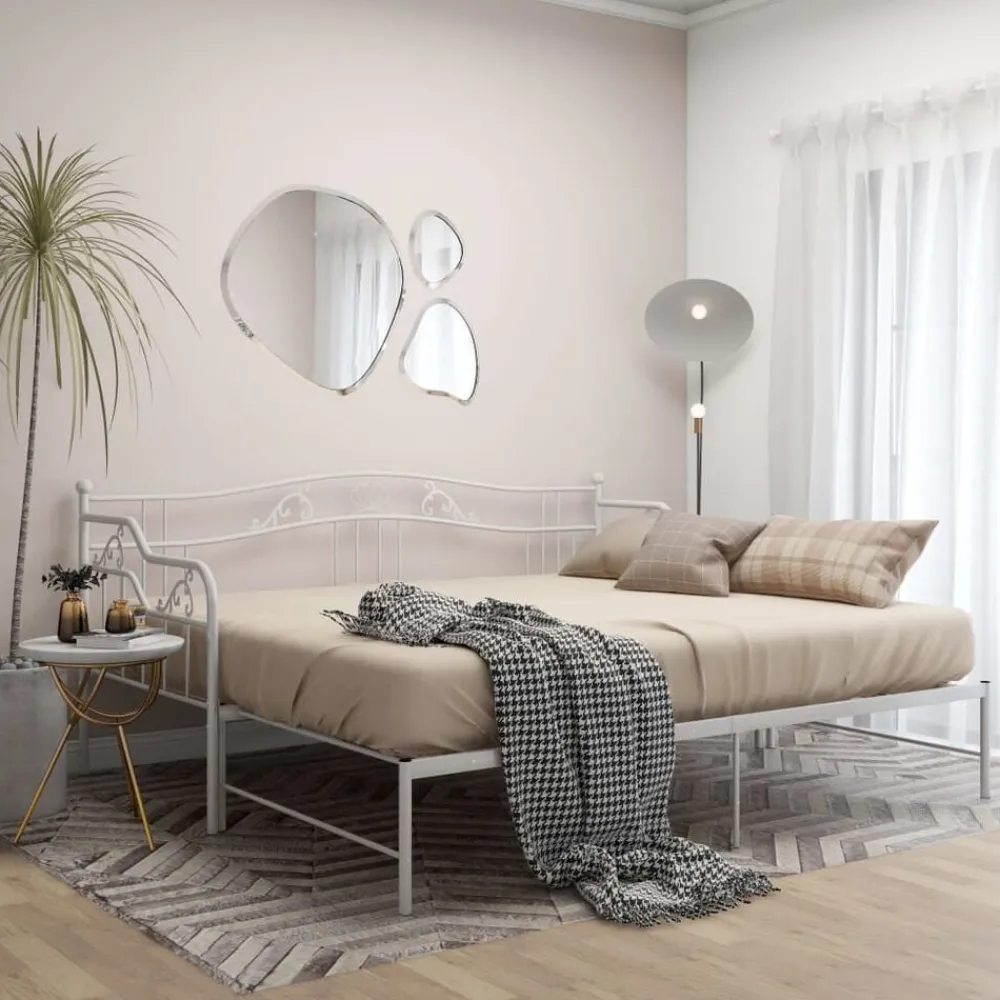 vidaXL Sofá cama extraíble sin colchón metal 90x200cm Blanco