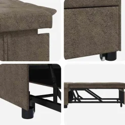 vidaXL Sofá cama 194 x 67 x 82 cm Tela Huahua Gris oscuro Outlet