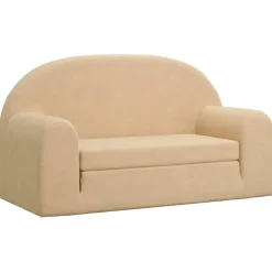 vidaXL Sofá cama infantil 2 plazas felpa suave Crema