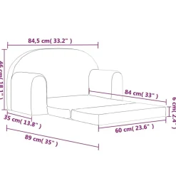 vidaXL Sofá cama infantil 2 plazas felpa suave Crema