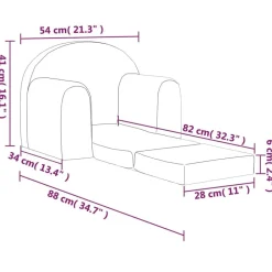 Niños vidaXL Mobiliario Para Bebés Y Niños Pequeños-Sofá cama infantil felpa suave gris