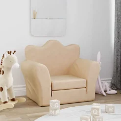 Niños vidaXL Mobiliario Para Bebés Y Niños Pequeños-Sofá cama infantil de felpa suave color