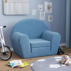 vidaXL Sofá cama infantil felpa suave Azul Online