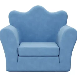 vidaXL Sofá cama infantil felpa suave Azul New