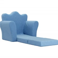vidaXL Sofá cama infantil felpa suave Azul New