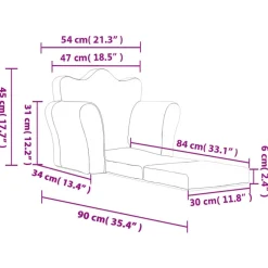 vidaXL Sofá cama infantil felpa suave Azul New