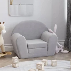 Niños vidaXL Mobiliario Para Bebés Y Niños Pequeños-Sofá cama infantil felpa suave