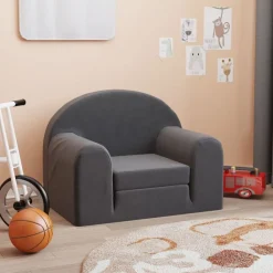 vidaXL Sofá cama infantil felpa suave gris Antracita Best