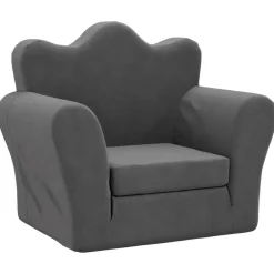 vidaXL Sofá cama infantil felpa suave gris Antracita New