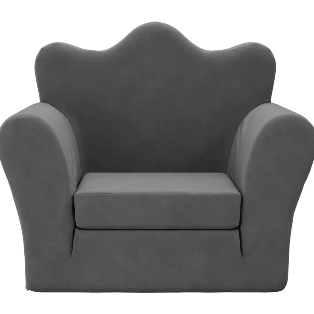 vidaXL Sofá cama infantil felpa suave gris Antracita New