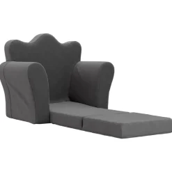 vidaXL Sofá cama infantil felpa suave gris Antracita New