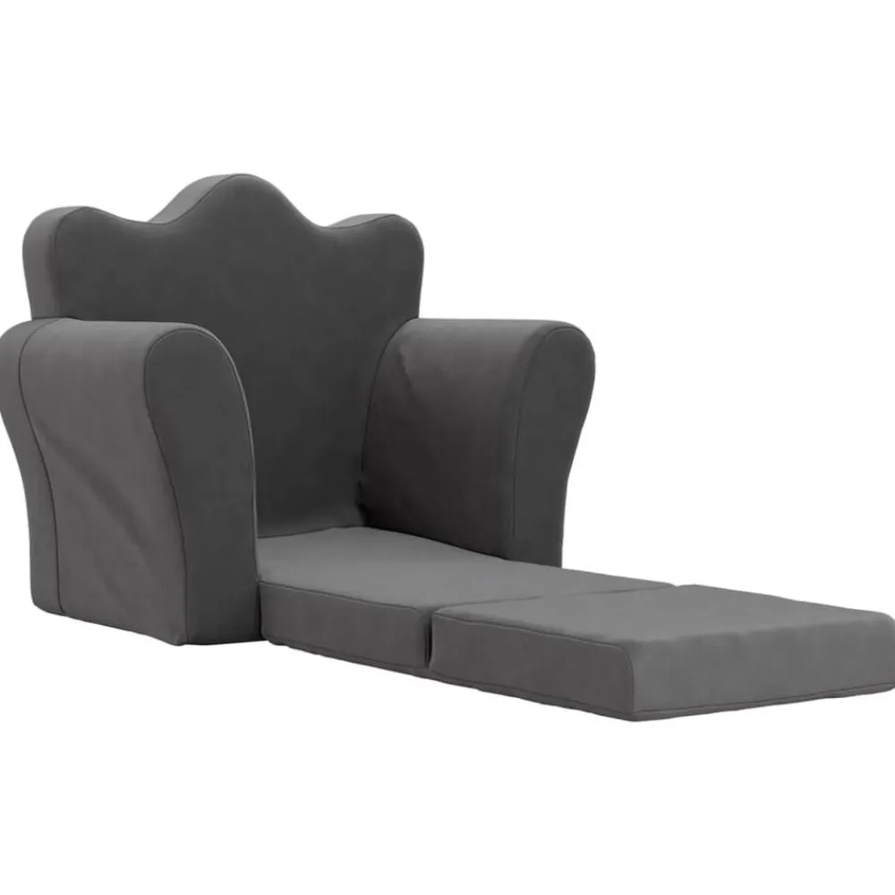 vidaXL Sofá cama infantil felpa suave gris Antracita New